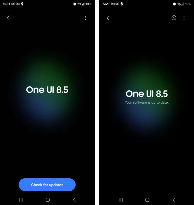 Раздел обновлений в One UI 8.5