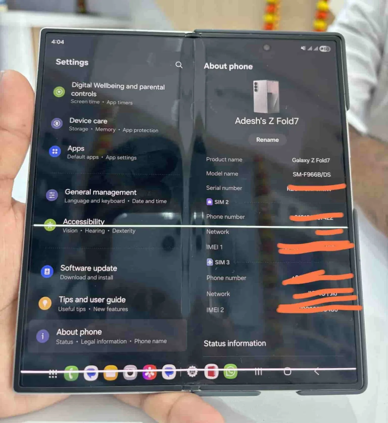 Samsung Galaxy Z Fold 7 линии на дисплее